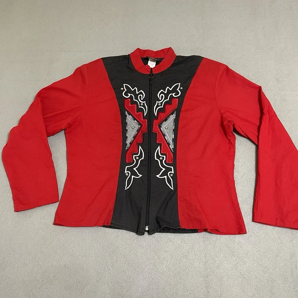Vintage Jacket Western Cropped Cowboy Rodeo Cowgirl Embroidered 90s Country‎ L *